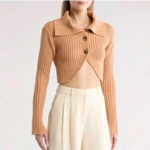 A.L.C. Tinsley Cropped Cardigan in Beige Size Large